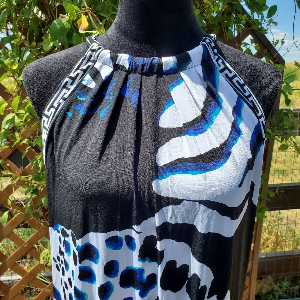 White House Black Market Graphic Animal Print Mini Dress Tunic Top Size XL NWOT - Picture 7 of 16